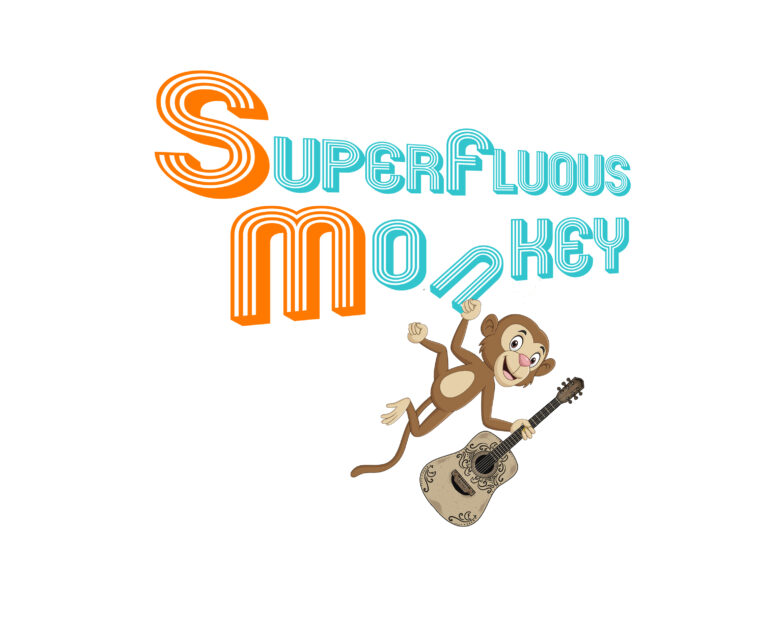 And a monkey holding guitar and hanging with Broken neon light of N